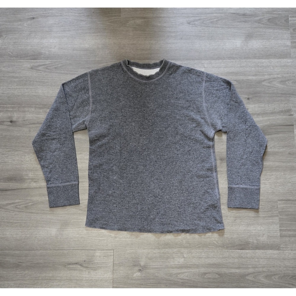 LL BEAN Shirt Mens Medium River Drivers Double Layer Wool Blend Crewneck Gray